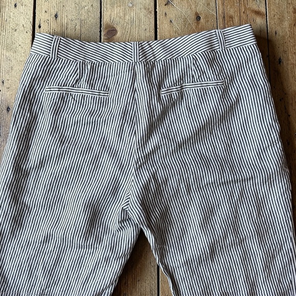 Banana Republic Logan Cropped Pants Size 8 Black White Stripe Linen Blend Ankle - Picture 9 of 12